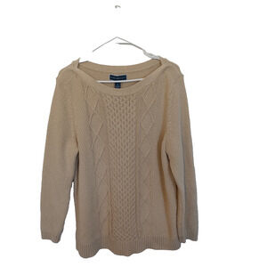 Karen Scott Women’s Beige Cable Knit Sweater Metallic XL